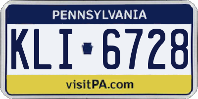 PA license plate KLI6728