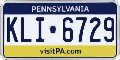 PA license plate KLI6729