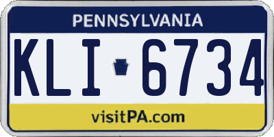 PA license plate KLI6734