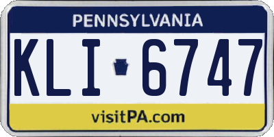 PA license plate KLI6747