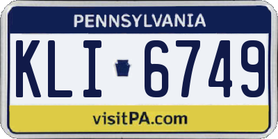 PA license plate KLI6749