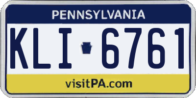 PA license plate KLI6761
