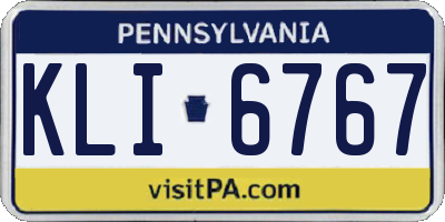 PA license plate KLI6767