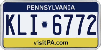 PA license plate KLI6772