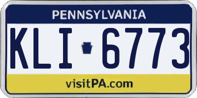 PA license plate KLI6773