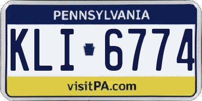 PA license plate KLI6774
