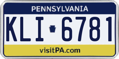PA license plate KLI6781