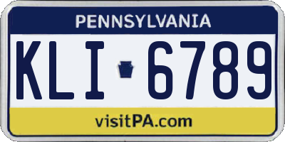 PA license plate KLI6789