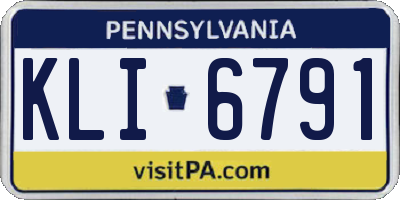 PA license plate KLI6791