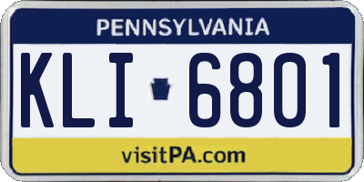 PA license plate KLI6801