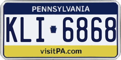 PA license plate KLI6868