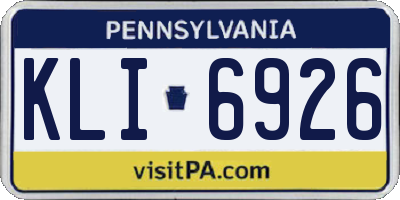 PA license plate KLI6926
