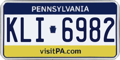 PA license plate KLI6982