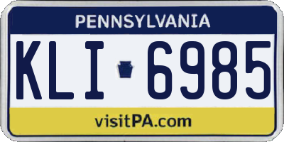 PA license plate KLI6985
