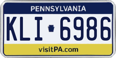 PA license plate KLI6986