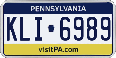 PA license plate KLI6989