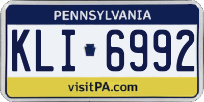 PA license plate KLI6992