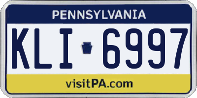 PA license plate KLI6997