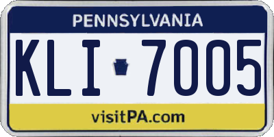 PA license plate KLI7005