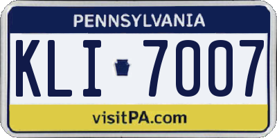 PA license plate KLI7007