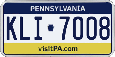 PA license plate KLI7008