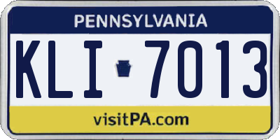 PA license plate KLI7013
