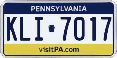PA license plate KLI7017