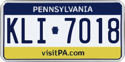 PA license plate KLI7018