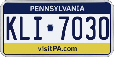 PA license plate KLI7030