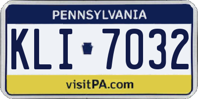 PA license plate KLI7032
