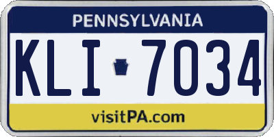 PA license plate KLI7034