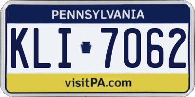 PA license plate KLI7062