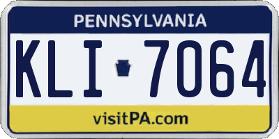 PA license plate KLI7064