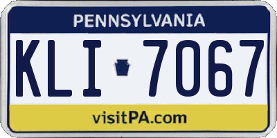 PA license plate KLI7067