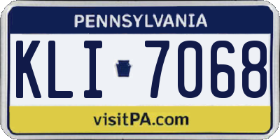 PA license plate KLI7068
