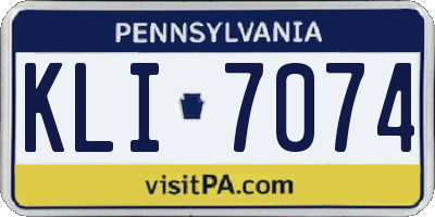 PA license plate KLI7074