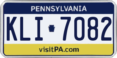PA license plate KLI7082