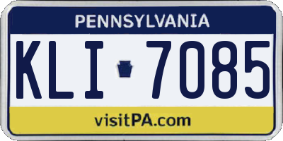 PA license plate KLI7085