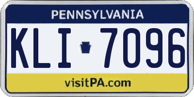PA license plate KLI7096