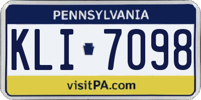 PA license plate KLI7098