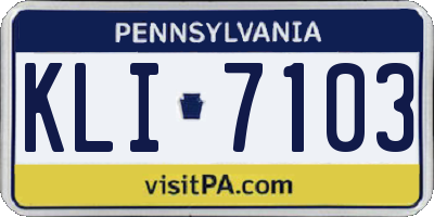 PA license plate KLI7103