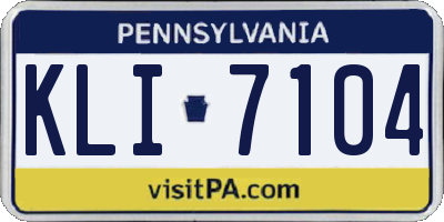 PA license plate KLI7104