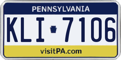 PA license plate KLI7106