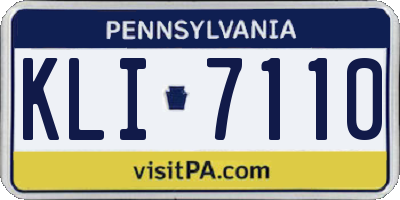 PA license plate KLI7110