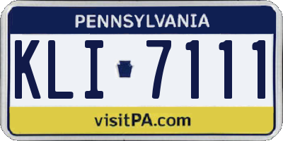 PA license plate KLI7111