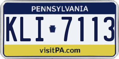 PA license plate KLI7113