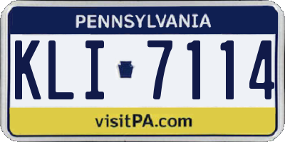 PA license plate KLI7114