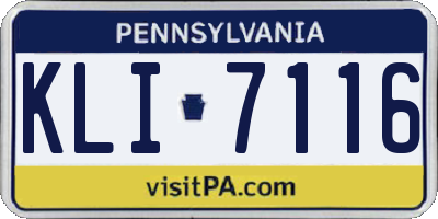 PA license plate KLI7116