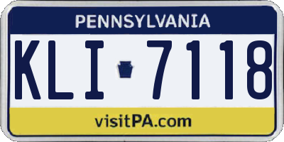 PA license plate KLI7118