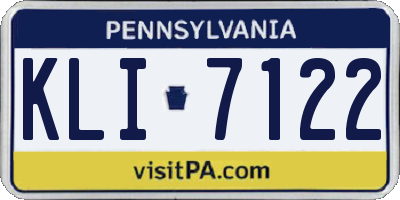 PA license plate KLI7122